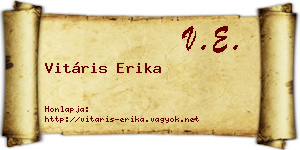 Vitáris Erika névjegykártya