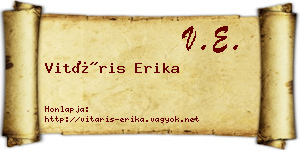 Vitáris Erika névjegykártya